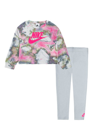 Sweat tie and dye et legging - Nike - Bleu, vert, rose et gris