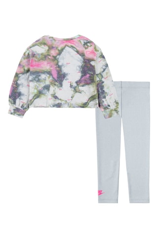 Sweat tie and dye et legging - Nike - Bleu, vert, rose et gris