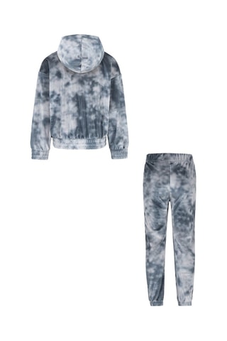 Sweat à capuche et pantalon en velours tie and dye - Blanc et gris