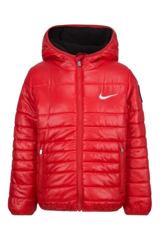 Doudoune à capuche - Blanc et rouge