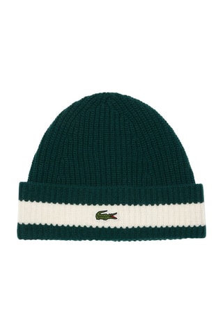 Bonnet en laine - Vert foncé et blanc