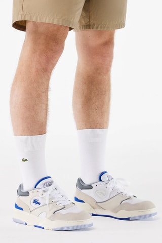 Baskets en cuir Lineshot - Blanc et bleu roi