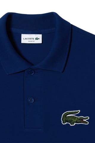 Polo loose en coton biologique - Bleu marine