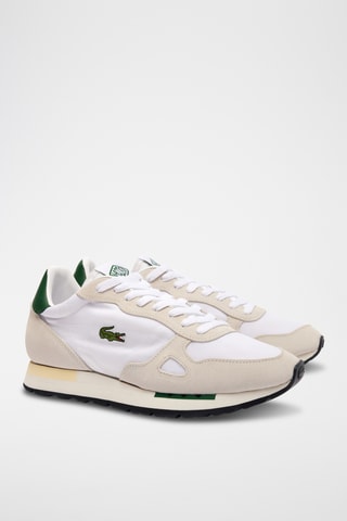 Baskets en cuir et nubuck Partner 70S  - Blanc et vert foncé