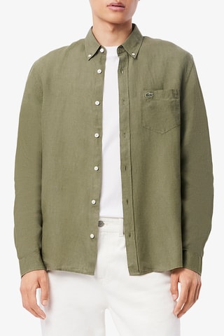 Chemise en lin regular fit - Kaki