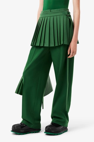 Jupe-ceinture plissée en laine vierge - Vert