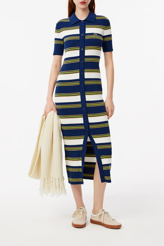 Robe chemise slim fit - Bleu pétrole et écru