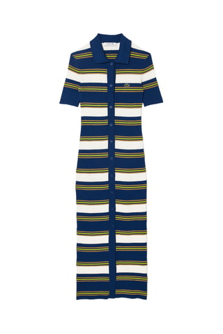 Robe chemise slim fit - Bleu pétrole et écru