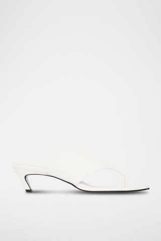 Sandali con tacco in pelle - Bianco