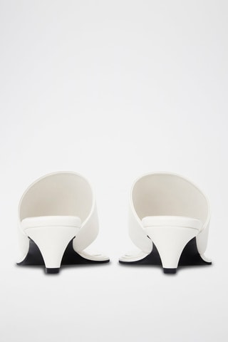 Sandali con tacco in pelle - Bianco