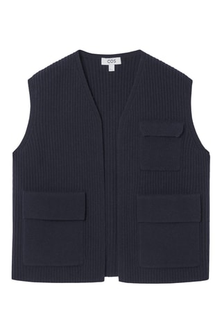 Gilet relaxed in lana merino - Navy
