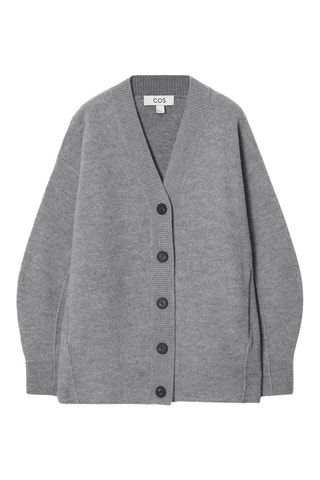 Cardigan oversize in lana merino - Grigio