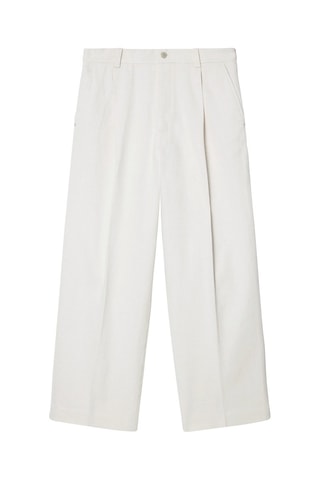 Pantaloni wide legs in cotone bio e lino - Bianco