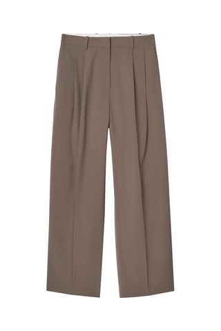Pantaloni wide legs in lana - Beige