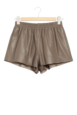 Shorts in pelle - Beige