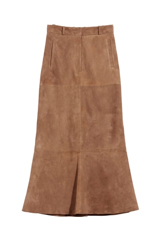 Gonna lunga in pelle scamosciata - Beige