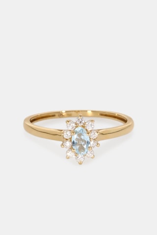 Bague - Or jaune 18 carats, topaze et diamants