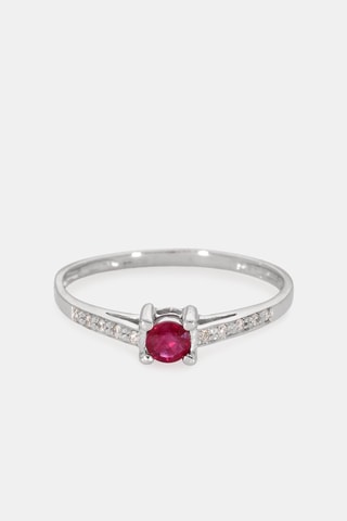 Bague - Or blanc 18 carats, diamants et rubis