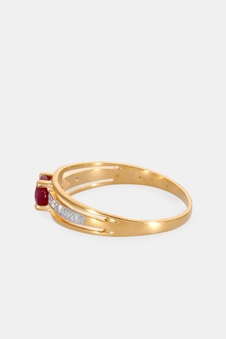 Bague - Or jaune 18 carats, rubis et diamants