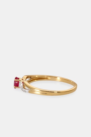 Bague - Or jaune 18 carats, diamants et rubis