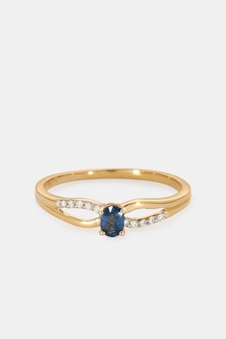 Bague - Or jaune 18 carats, saphir et diamants