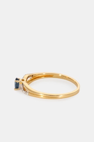 Bague - Or jaune 18 carats, saphir et diamants