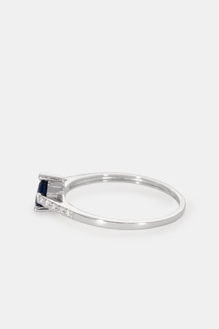Bague - Or blanc 18 carats, saphir et diamants