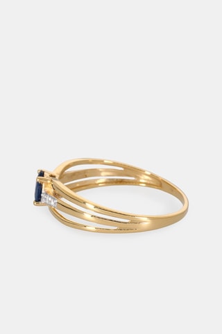 Bague - Or jaune 18 carats, saphir et diamants
