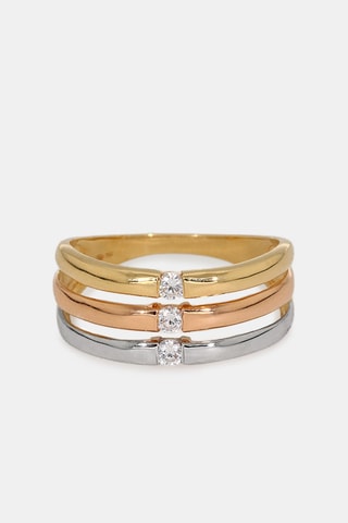 Bague - Or blanc, or jaune et or rose 18 carats
