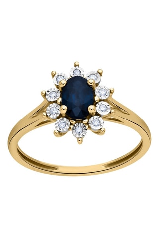Bague - Or jaune, saphir et diamants