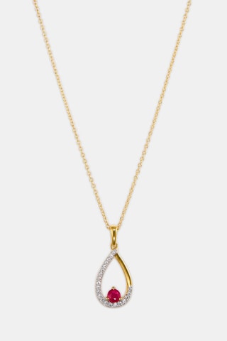 Collier - Or jaune 18 carats, rubis et diamants