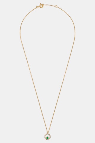 Collier - Or jaune 18 carats, émeraude et diamants
