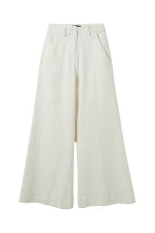 Calças de ganga de cintura alta - Branco