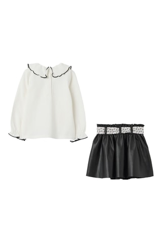 Blusa e saia - Branco e preto - Branco, preto e rosa