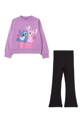 Sweat e calças Angel e Stitch Lilo e Stitch Disney - Malva e preto - Azul, preto e violeta