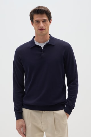 Polo de seda - Azul-marinho