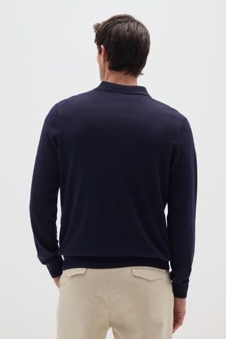Polo de seda - Azul-marinho