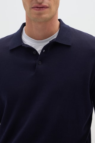 Polo de seda - Azul-marinho