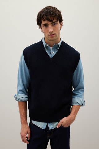 Camisola sem mangas - Azul-escuro