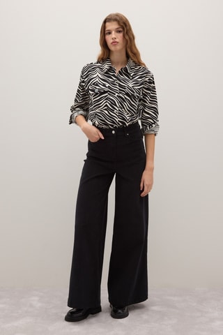 Camisa em veludo - Preto e branco
