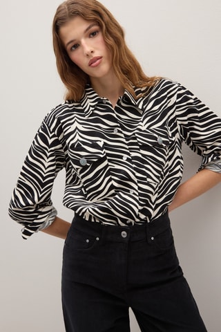 Camisa em veludo - Preto e branco