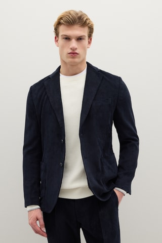 Blazer de veludo - Azul-marinho