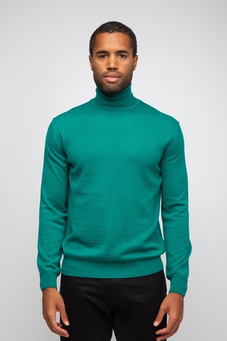 Pull 50% laine et 50% acrylique - Col roulé - Bleu