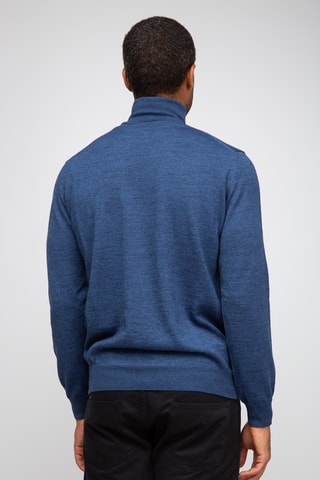 Pull 50% laine et 50% acrylique - Col roulé - Bleu
