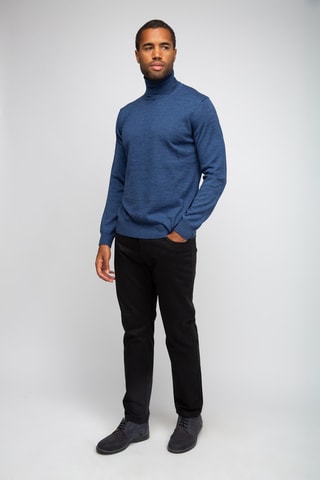 Pull 50% laine et 50% acrylique - Col roulé - Bleu