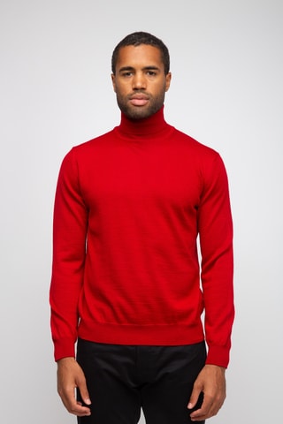 Pull 50% laine et 50% acrylique - Col roulé - Rouge