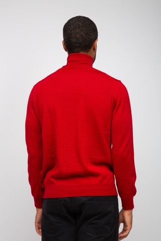 Pull 50% laine et 50% acrylique - Col roulé - Rouge
