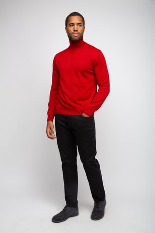 Pull 50% laine et 50% acrylique - Col roulé - Rouge