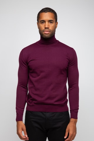 Pull 50% laine et 50% acrylique - Col roulé - Marron