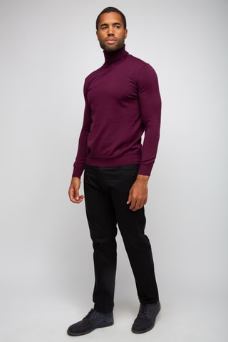 Pull 50% laine et 50% acrylique - Col roulé - Marron